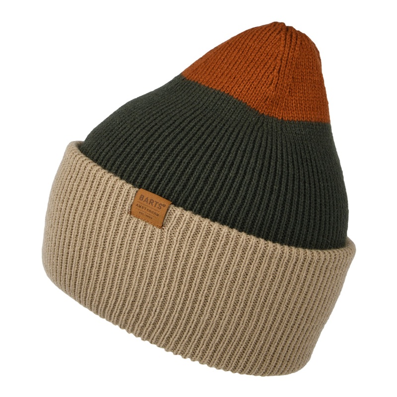 Barts Hats Semmoe Cuffed Beanie Hat – Taupe-Olive-Red 1-Size