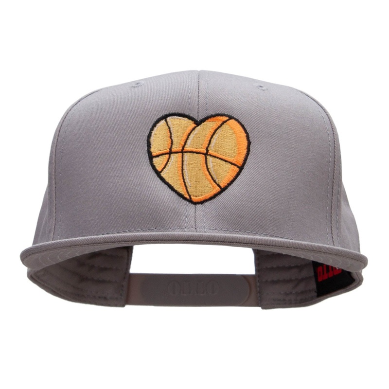 Basketball Heart Embroidered Prostyle Snapback Grey One Size