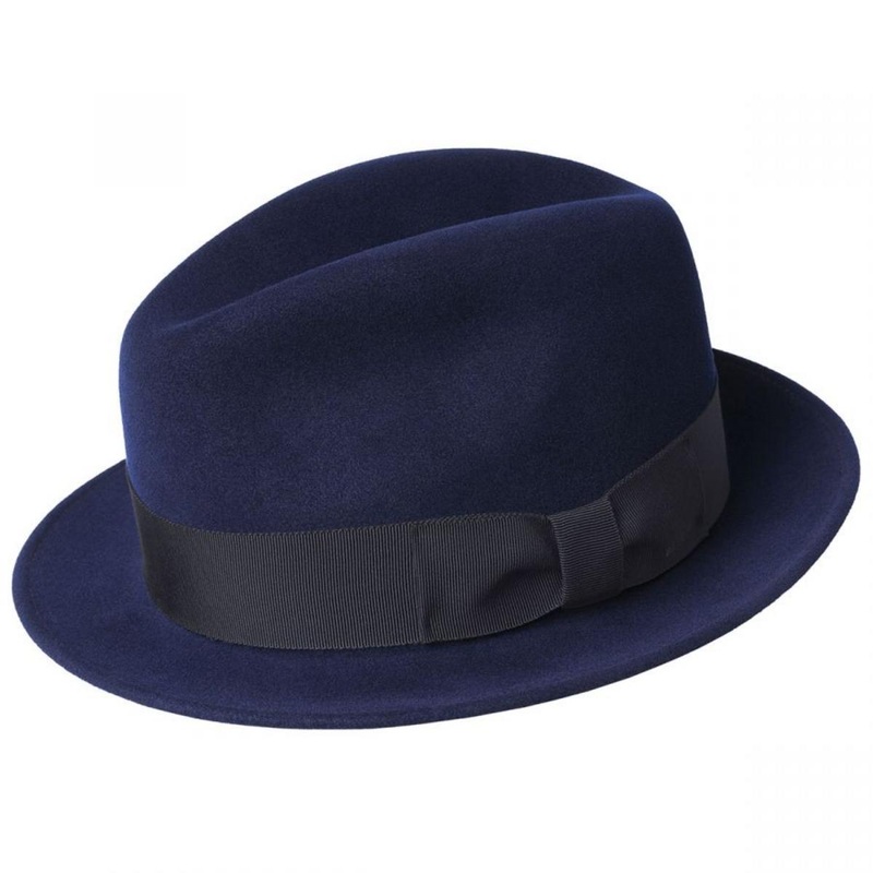 Bogan Elite Wool Felt Fedora Hat – Navy NAVY S