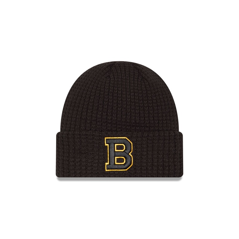 Boston Bruins Black Waffle Knit Beanie Hat One Size