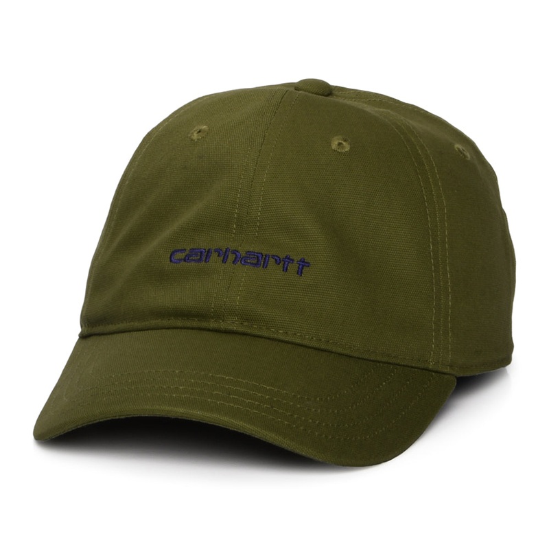 Carhartt WIP Hats Script Cotton Canvas Baseball Cap – Olive Adjustable