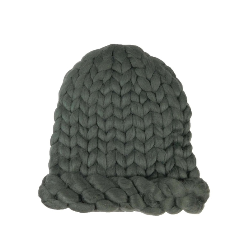 Chunky Rib-Knit Beanie – Red, Winter White, Grey Red