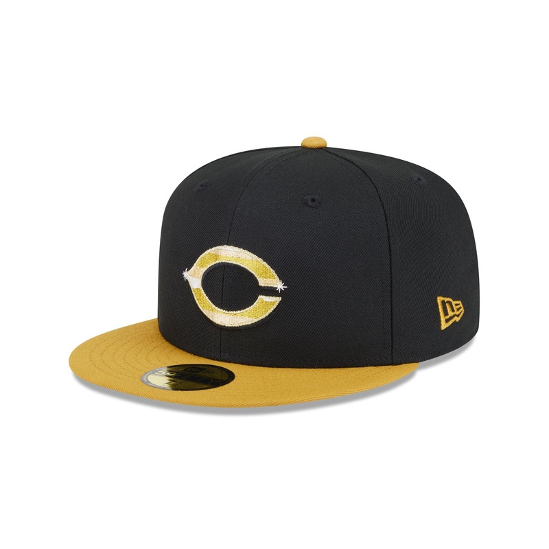 Cincinnati Reds Metallic Gold Logo 59FIFTY Fitted Hat 7