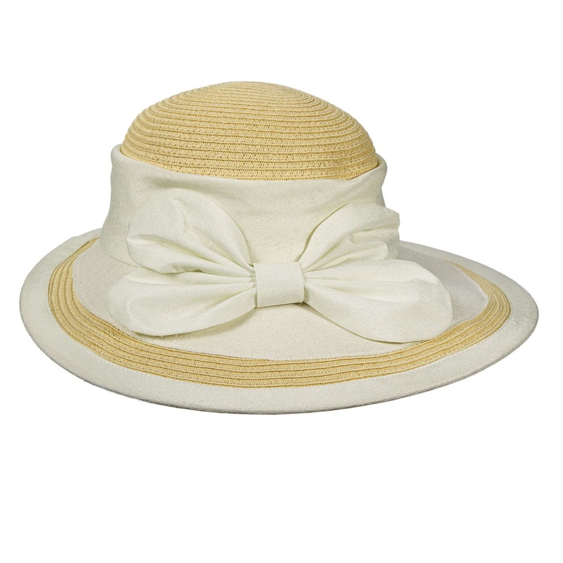 Elegant Summer Hat with Large Linen Bow – Callanan Hats Ecru Medium (57 cm)
