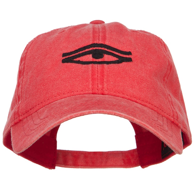 Eye That Sees All Embroidered Washed Dyed Cotton Cap Red One Size