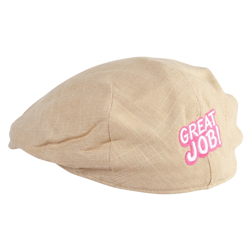 Great Job Embroidered Men’s Linen Ivy Cap Khaki S-M