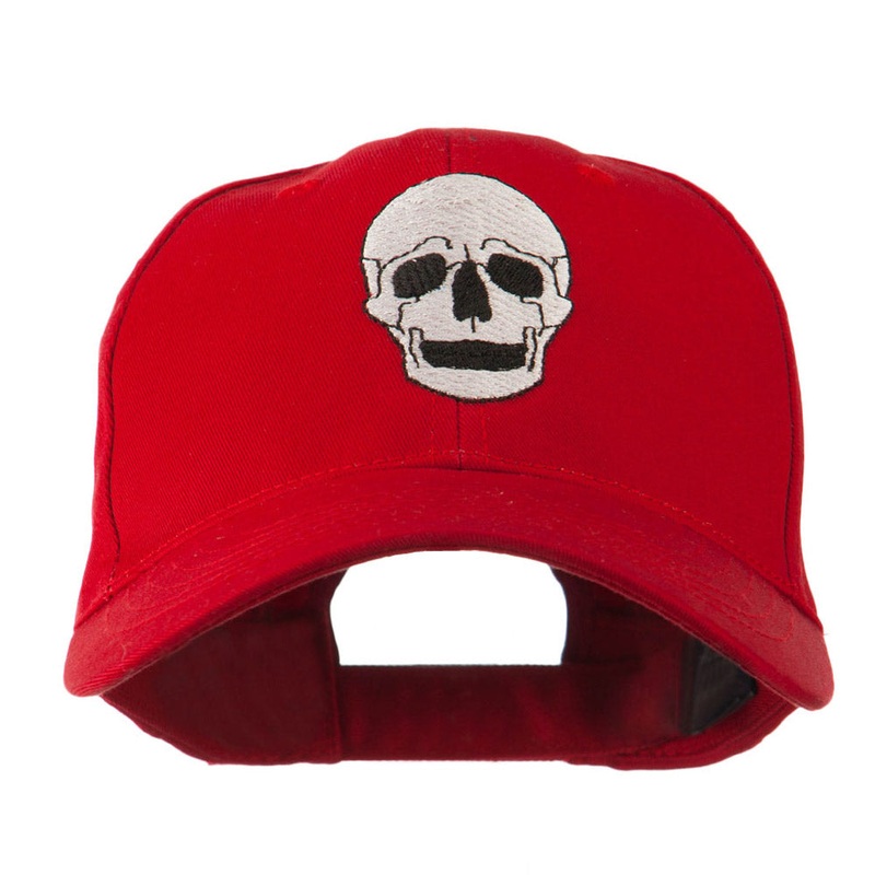 Halloween Skeleton Skull Embroidered Cap Red One Size