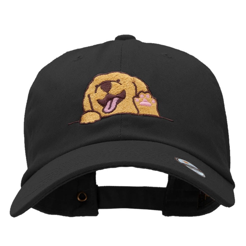 Happy Labrador Head Embroidered Cotton Twill Cap Black One Size