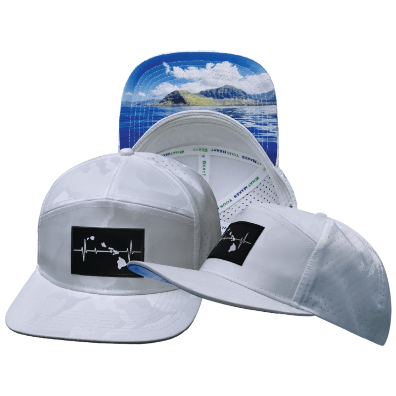 Hawaii Hat – Flat Bill – White Camo – Laser Mesh