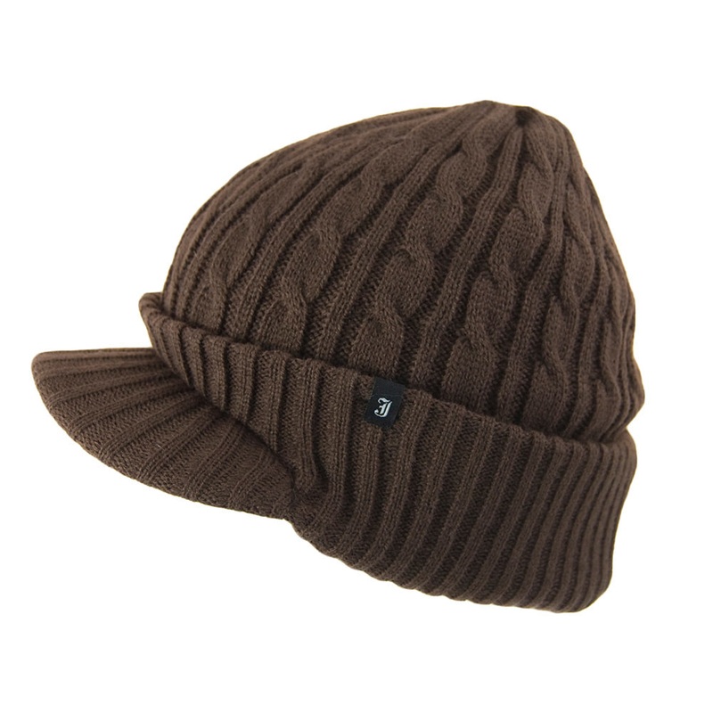 Jaxon & James Cable Knit Peaked Beanie Hat Coffee Wholesale Pack Prepack
