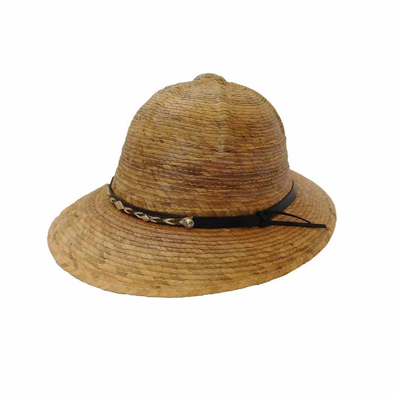 Junior Palm Leaf Safari Pith Helmet – Texas Gold Hats Black Pinned Band S/M (55-57 cm)
