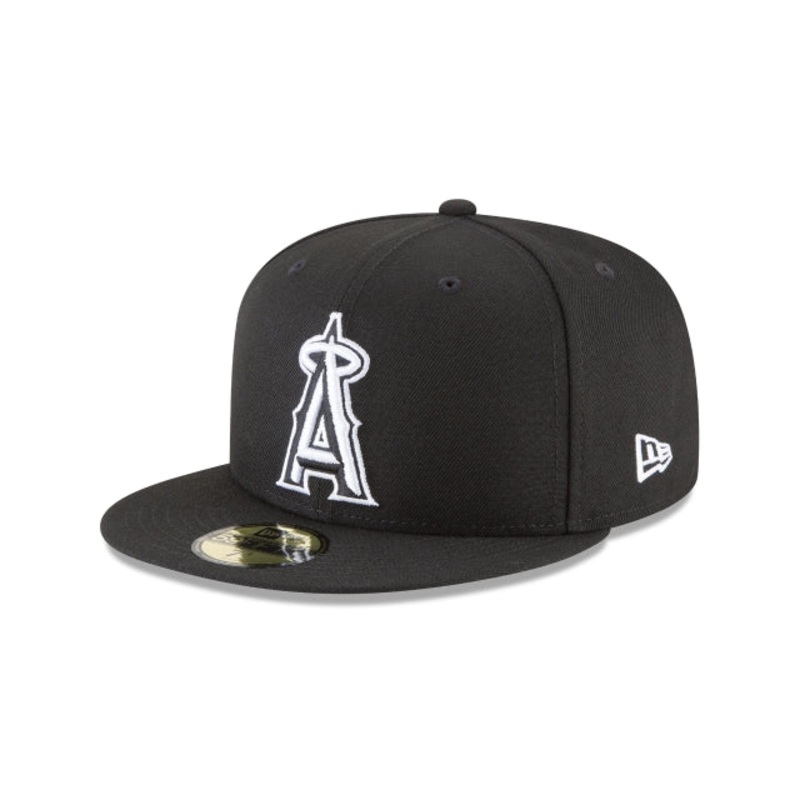 Los Angeles Angels Black and White Basic 59FIFTY Fitted Hat 6 7/8