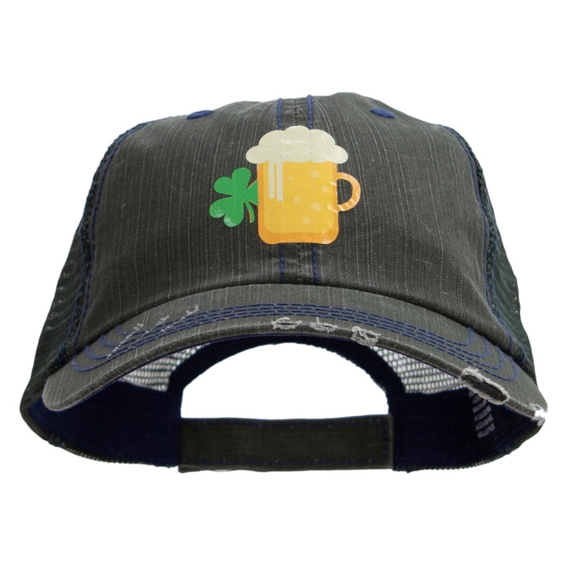 Lucky Irish Beer Heat Transfer Low Profile Special Cotton Mesh Cap Green One Size