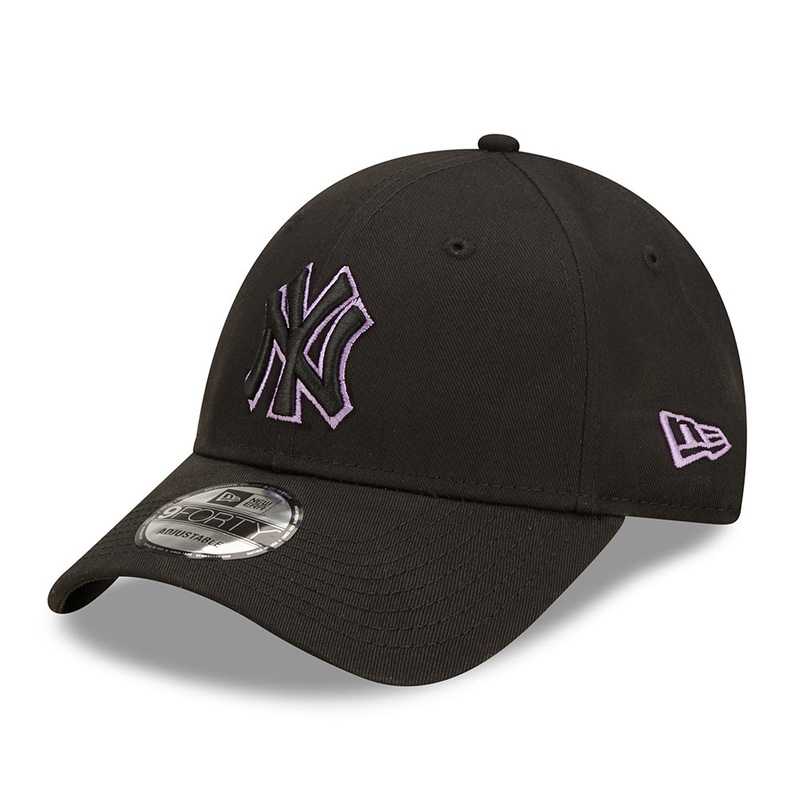 New Era 9FORTY New York Yankees Baseball Cap – MLB Team Outline – Black-Purple Adjustable