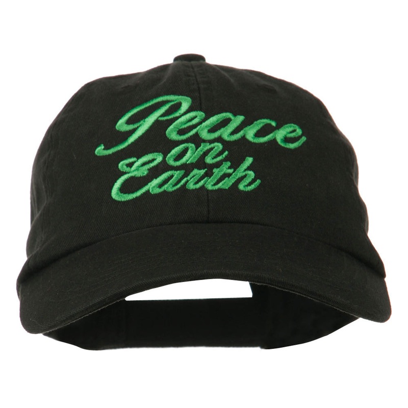 Peace on Earth Embroidered Washed Cap Black One Size
