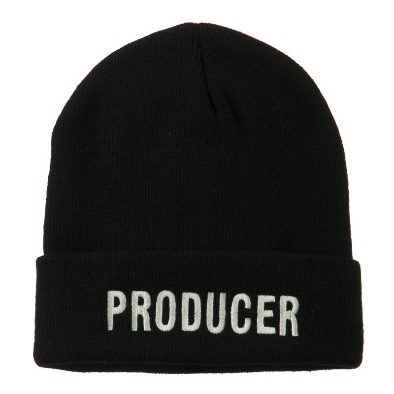 Producer Embroidered Long Beanie Black One Size