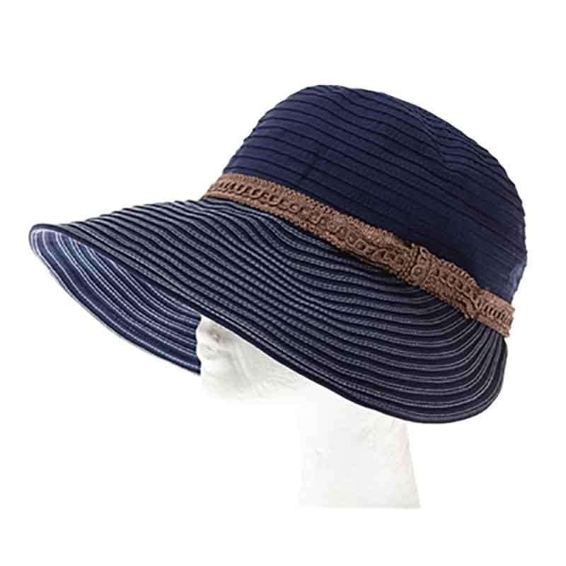 Ribbon Facesaver Style Sun Hat Navy Medium (57 cm)
