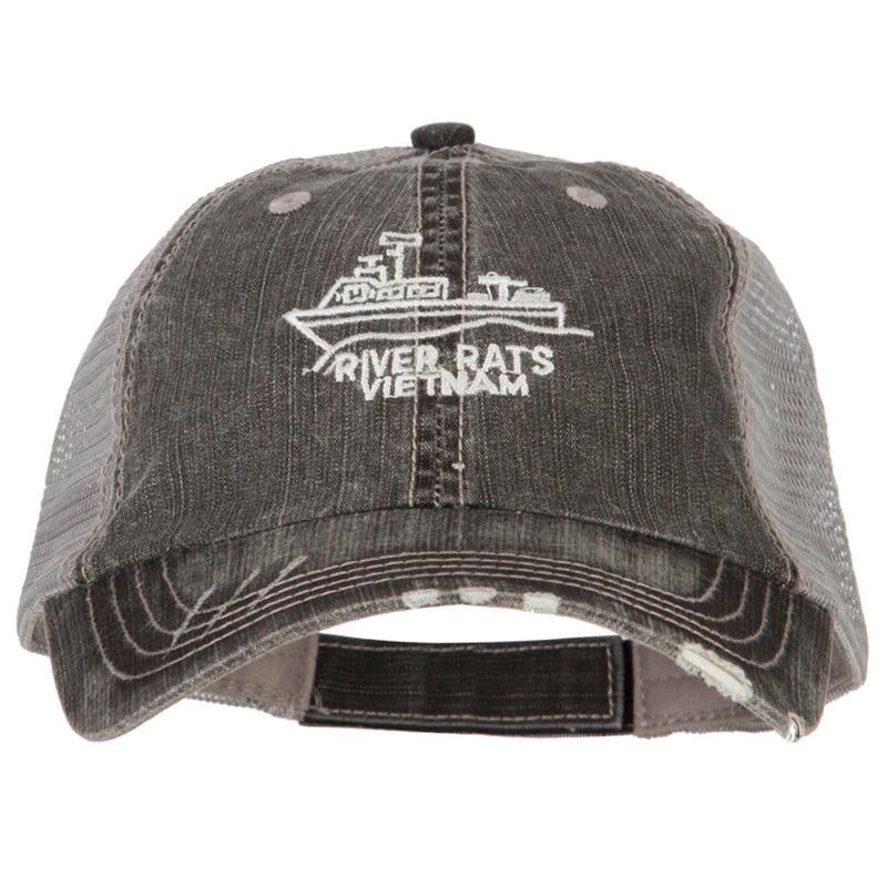 River Rats Vietnam with Riverboat Embroidered Low Mesh Cap Black One Size