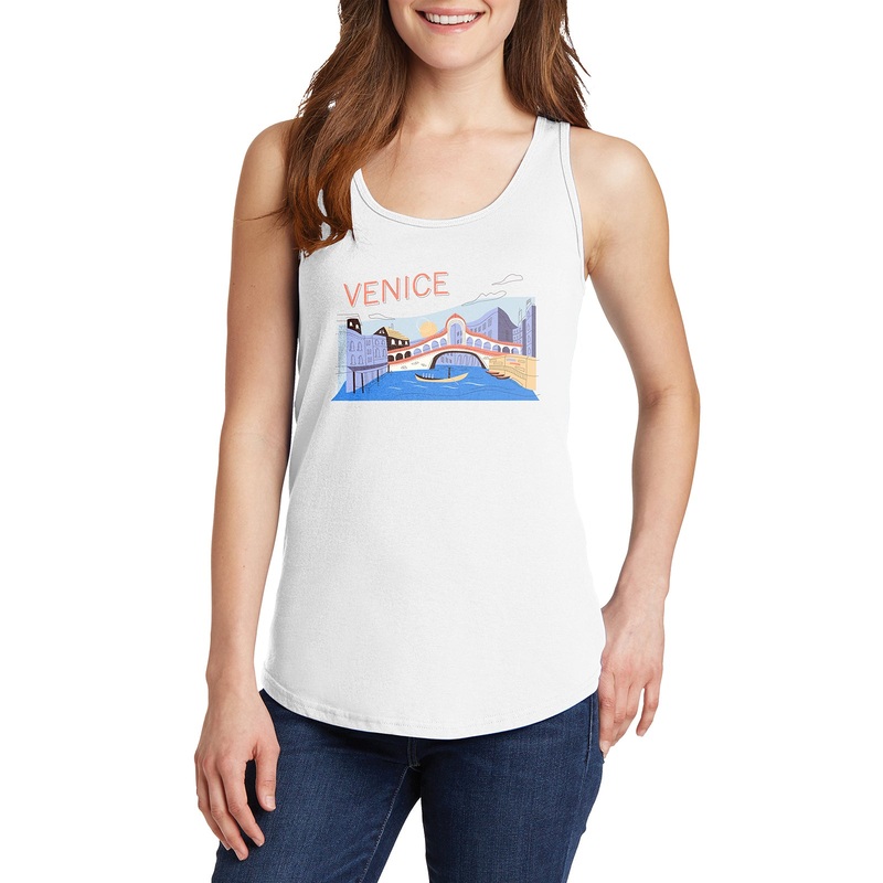 Venice Landscape Ladies Core Cotton Tank Top White XS