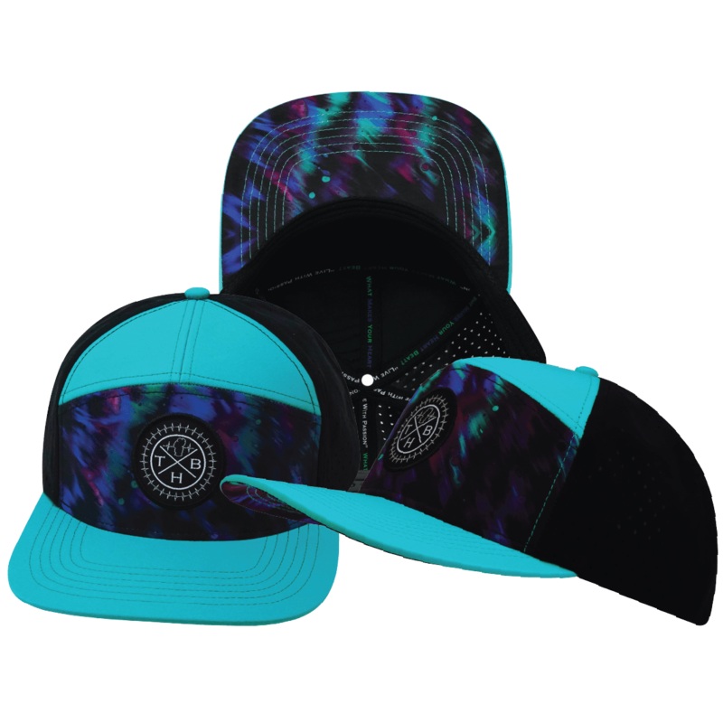 **YOUTH** Color Vibes Hat – Flat Bill – Space Dust – Neon Green Blue / Black – Laser Mesh