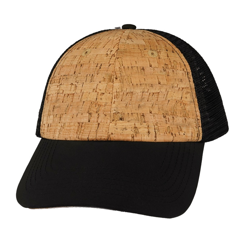 Blank – 6 Panel – Unstructured – Cork – Black (Unisex) Soft Trucker Mesh
