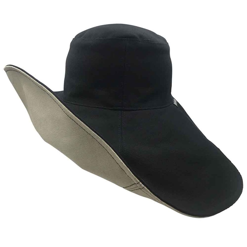 Brianna Eclipse Reversible Organic Cotton Resort Sun Hat – Flipside Hats Black / Stone M/L (58 cm)