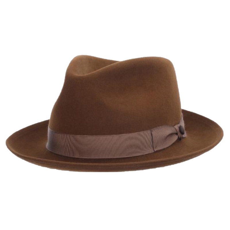 Cassatt Fur Felt Fedora with 3 Ways Band – Biltmore Hats Walnut M/L  (7 1/4; 58 cm)