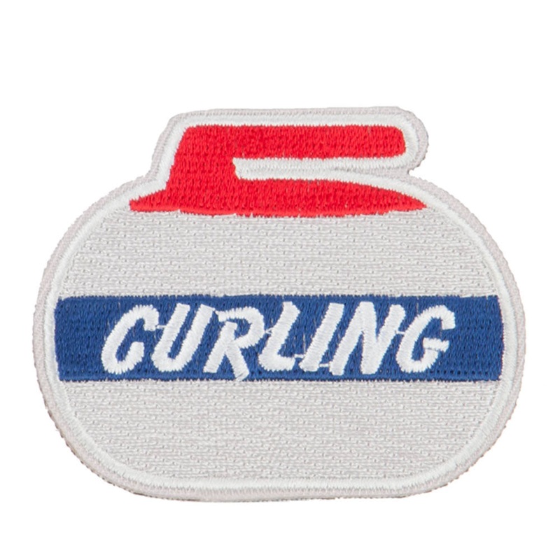 Curling Embroidered Patch Red One Size