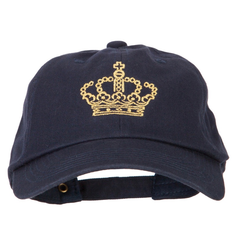 Glitter Crown Embroidered Unstructured Washed Cap Navy One Size