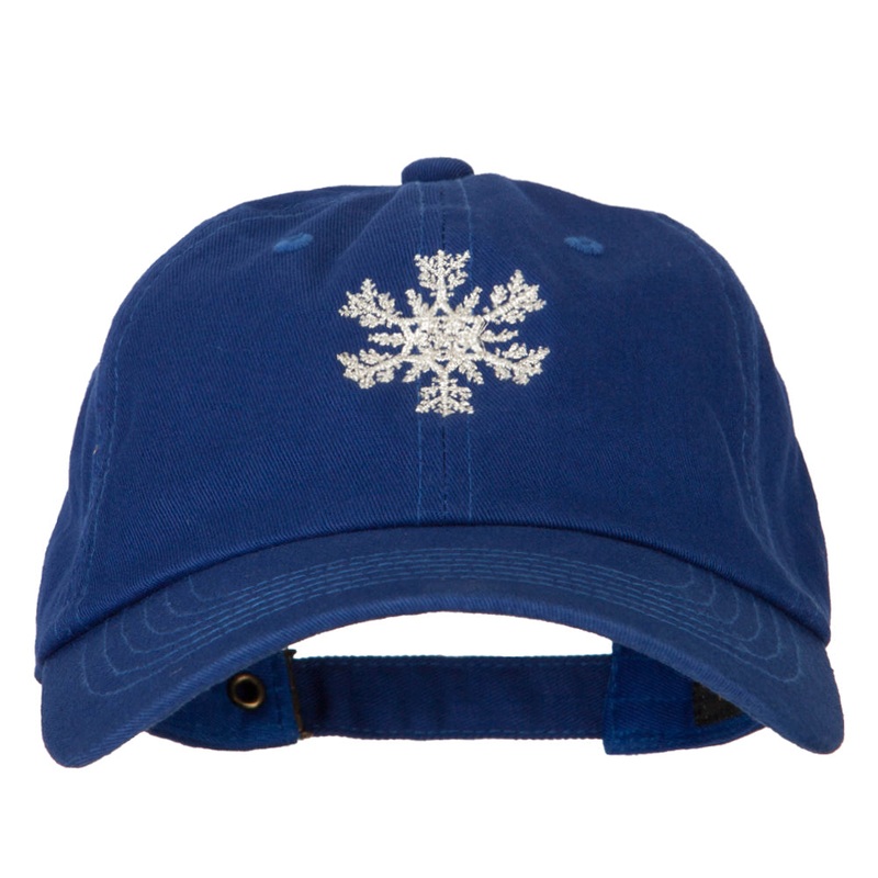 Glitter Snow Flake Embroidered Unstructured Washed Cap Royal One Size