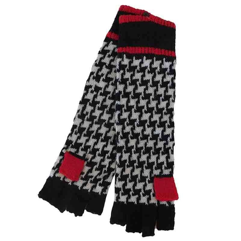 Houndstooth Long Arm Fingerless Gloves by JSA – Taupe Taupe