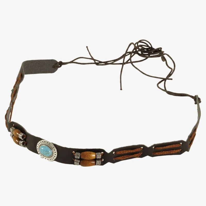 Navaho | Suede Leather Hat Band with Turquoise and Wood Beads Multicolor OS
