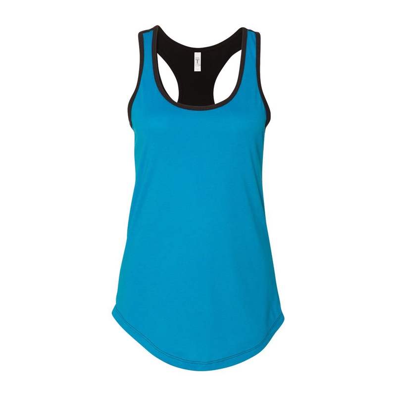 Next Level 1534 Womens Ideal Colorblocked Racerback Tank Turquoise/ Black XS