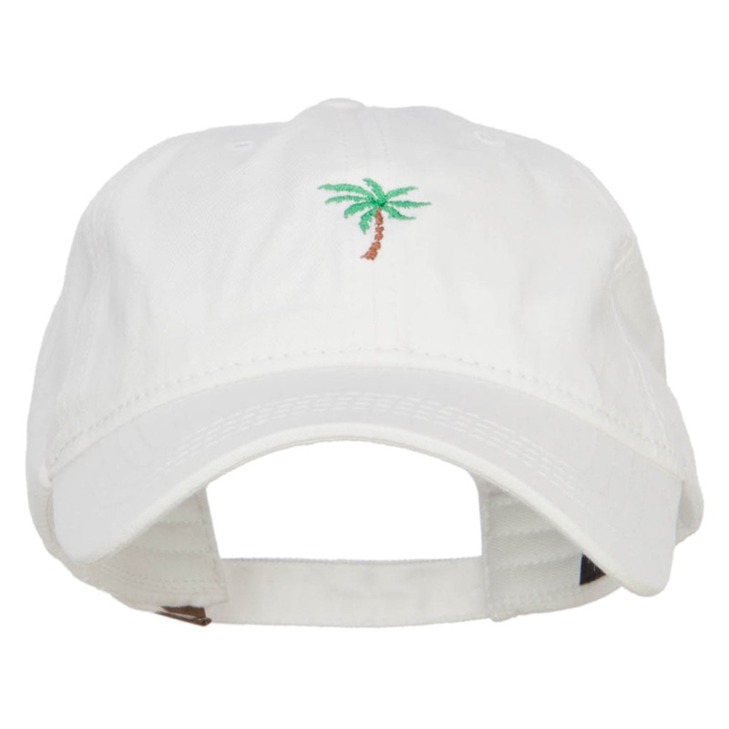 Palm Tree Embroidered Washed Cap White One Size