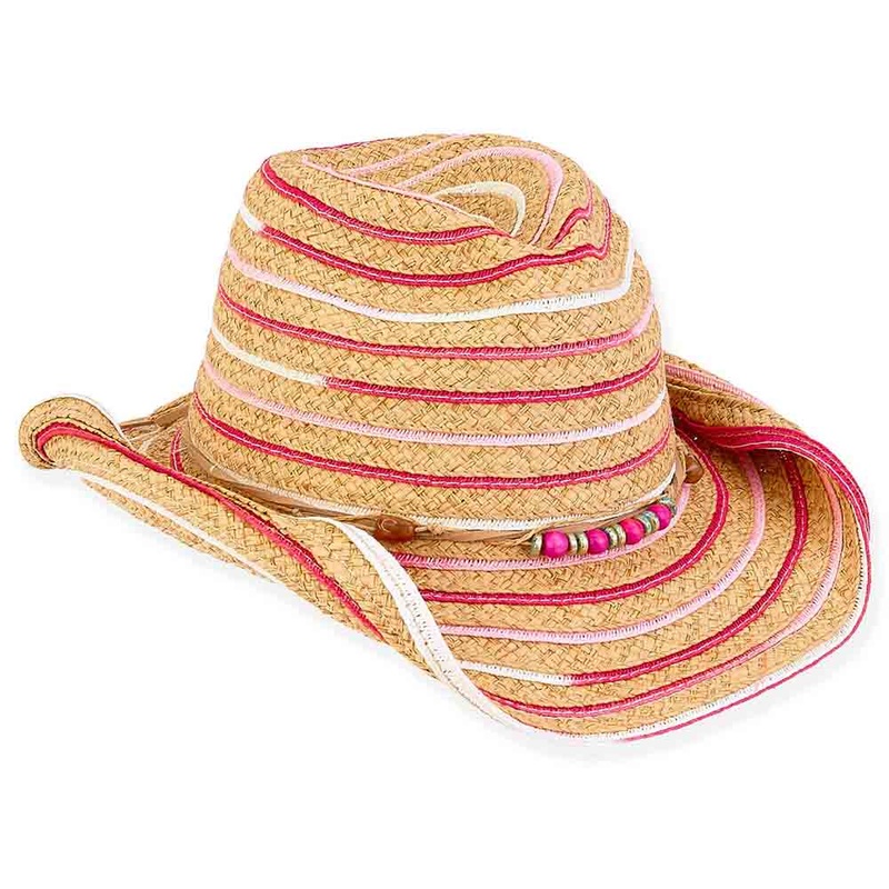 Petite Pink Stripe Cowboy Hat for Small Heads – Sunny Dayz Tan Small (54 cm)