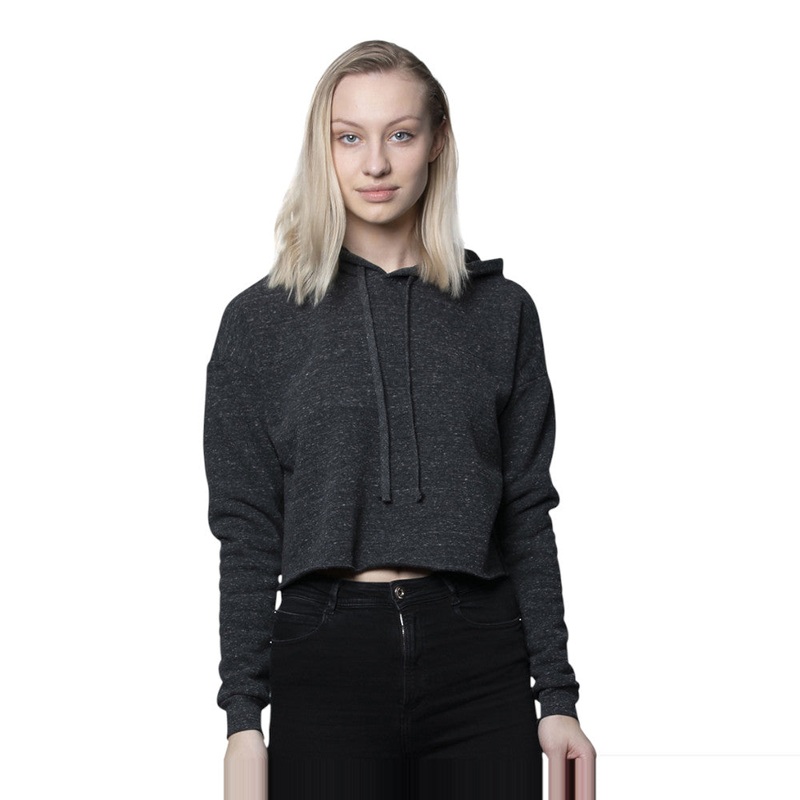 Royal Apparel 37008 Women’s Eco Triblend Fleece Cropped Hoodie Made in USA Eco Tri Charcoal XS