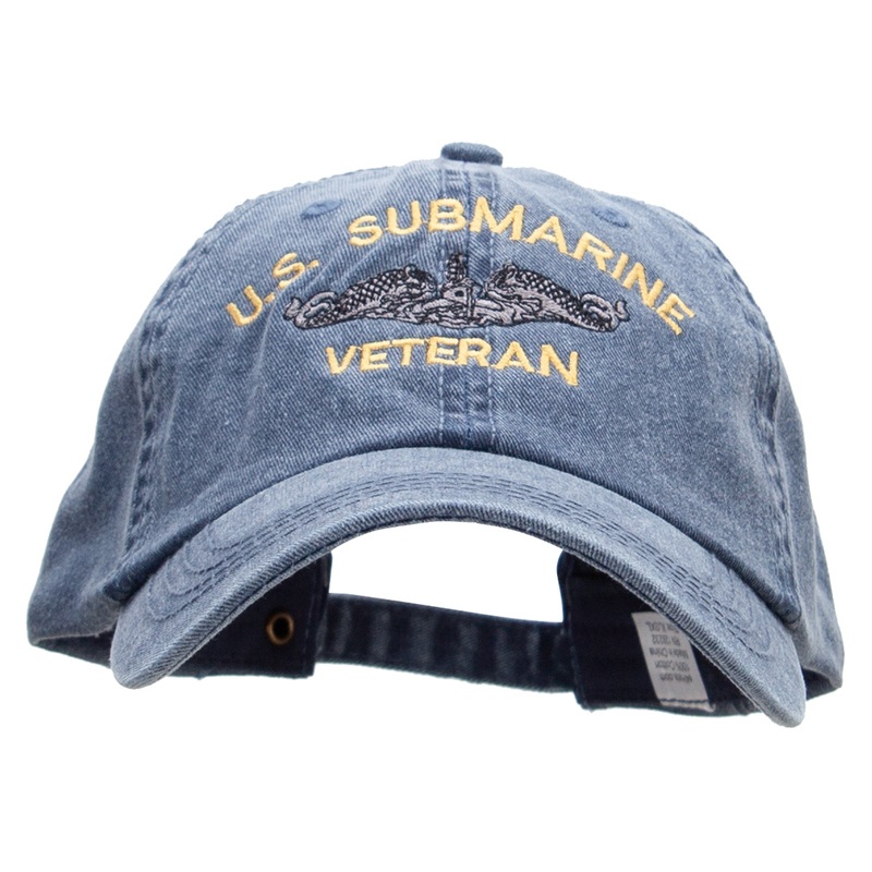US Submarine Veteran Military Embroidered Big Size Washed Pigment Dyed Cap Navy XL-3XL