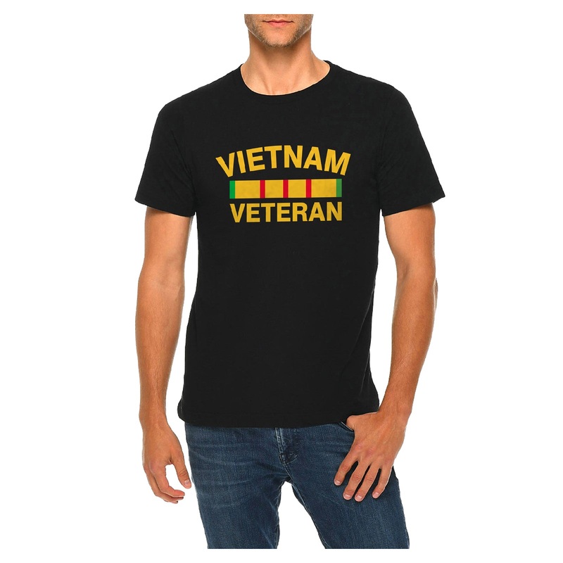 Vietnam Veteran Stripe Graphic Design Deluxe Jersey T-Shirt Black XS
