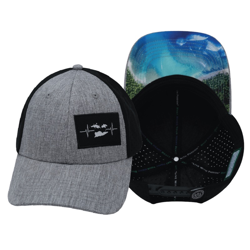 Virgin Islands Hat – Low Profile – Heather Gray / Black – Laser Mesh