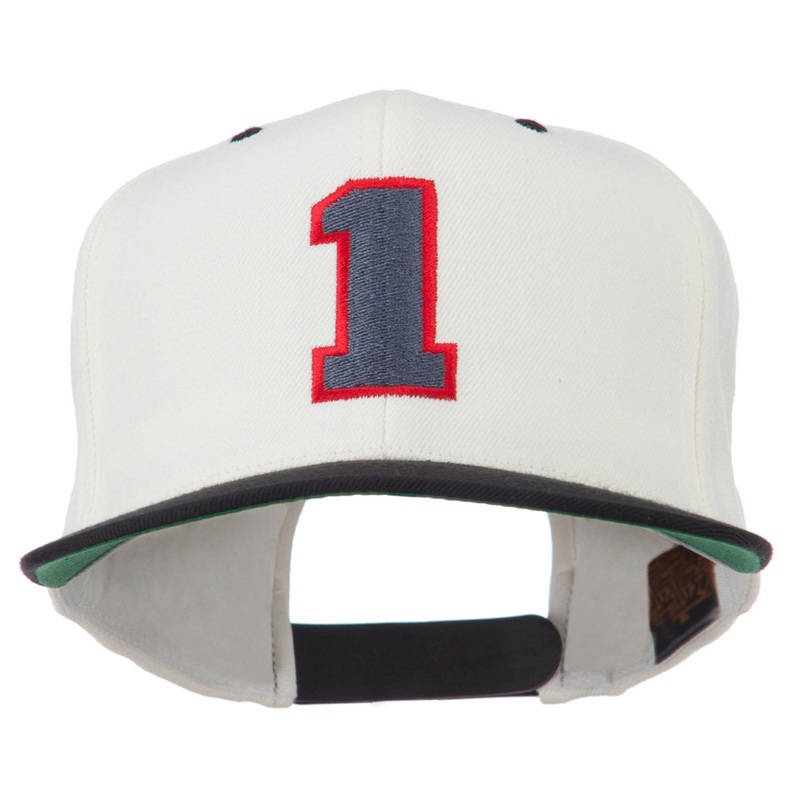 Athletic Number 1 Embroidered Classic Two Tone Cap Natural Black One Size