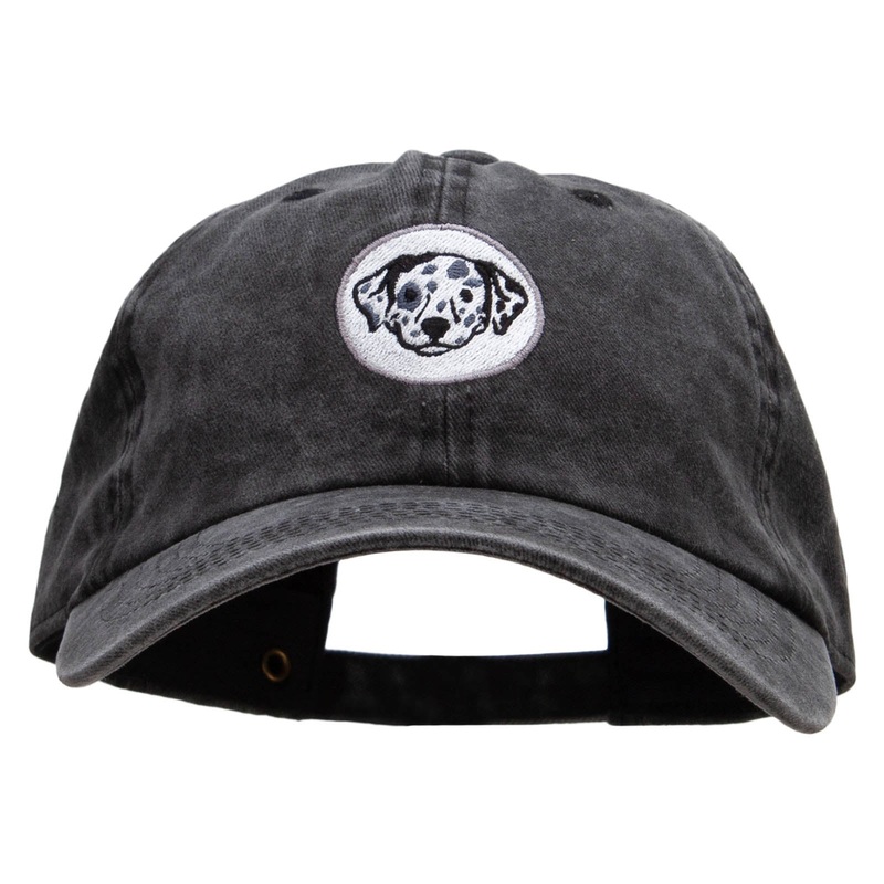Dalmatian Dog Face Embroidered Unstructured Cotton Cap Black One Size