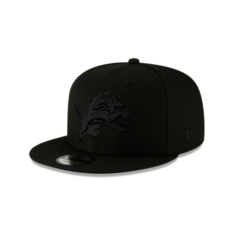 Detroit Lions Black On Black 9FIFTY Snapback Hat One Size