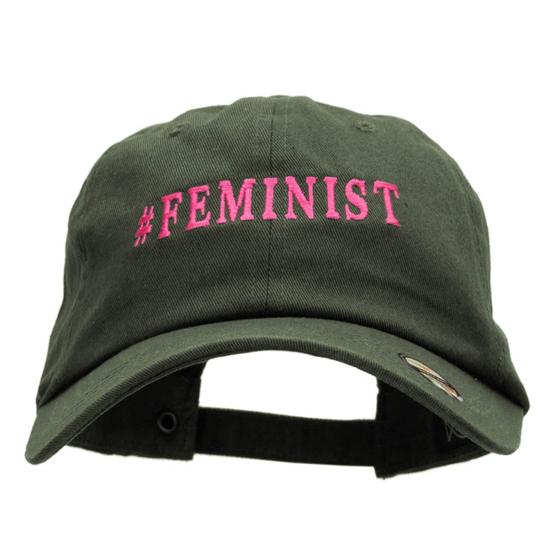 Feminist Embroidered Unstructured Washed Cap Olive One Size