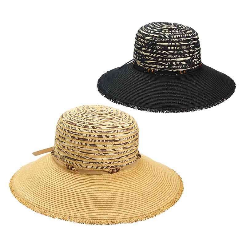 Fringe Edge Big Brim Sun Hat by Cappelli Straworld Black
