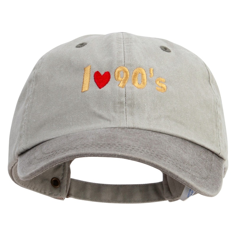 I Love 90’S Embroidered Pigment Dyed Wash Cap Beige Green One Size