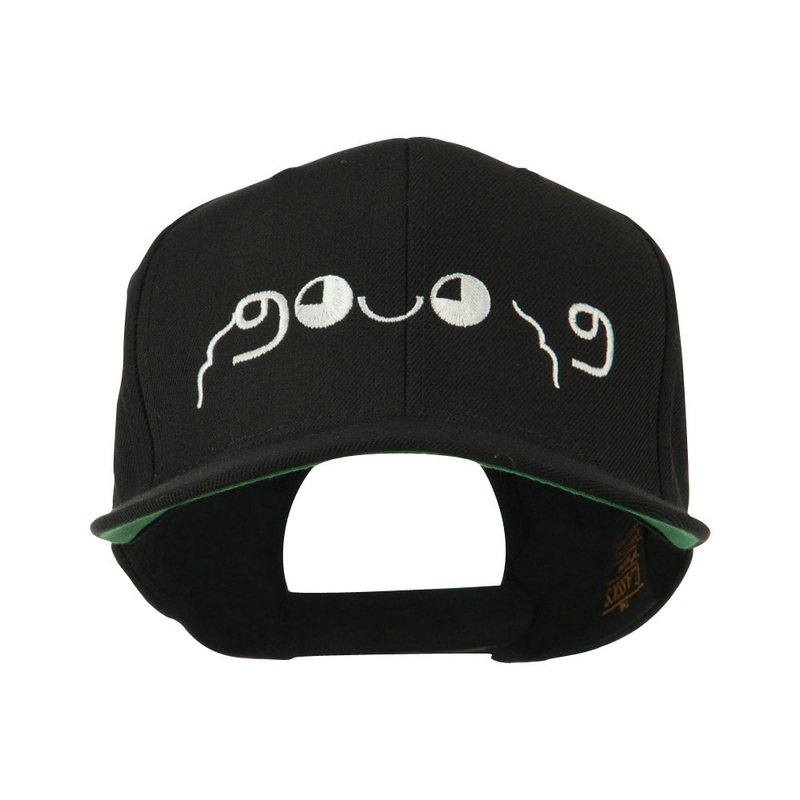 Japanese Boxing Face Emoticon Embroidered Snapback Cap Black One Size