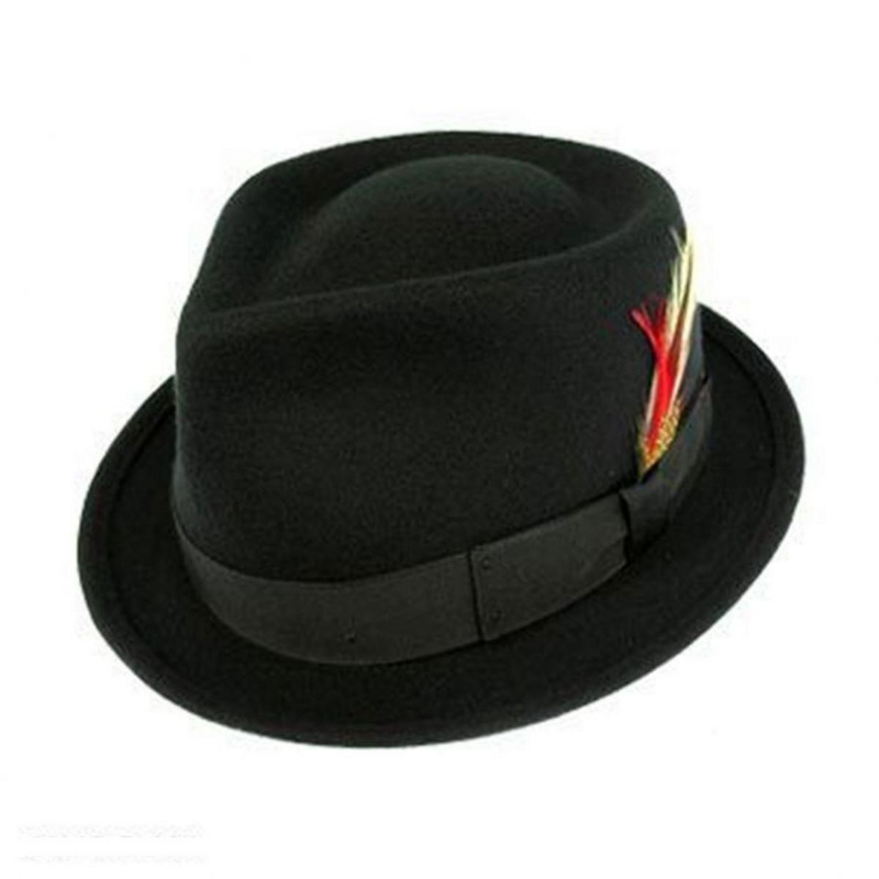 Kid’s Wool Felt C-Crown Trilby Fedora Hat BLACK S