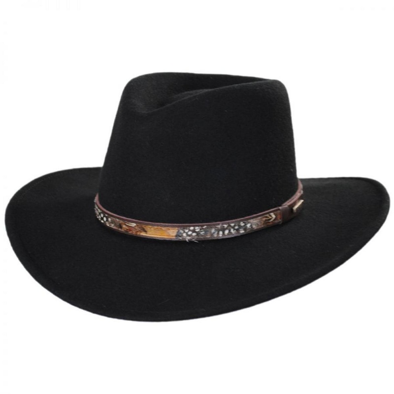 Linwood Crushable Wool Felt Outback Hat BLACK S