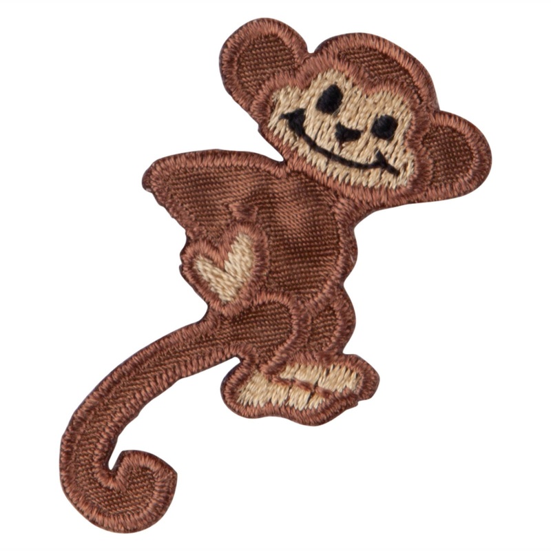 Monkey Animal Iron on Patch Brown One Size