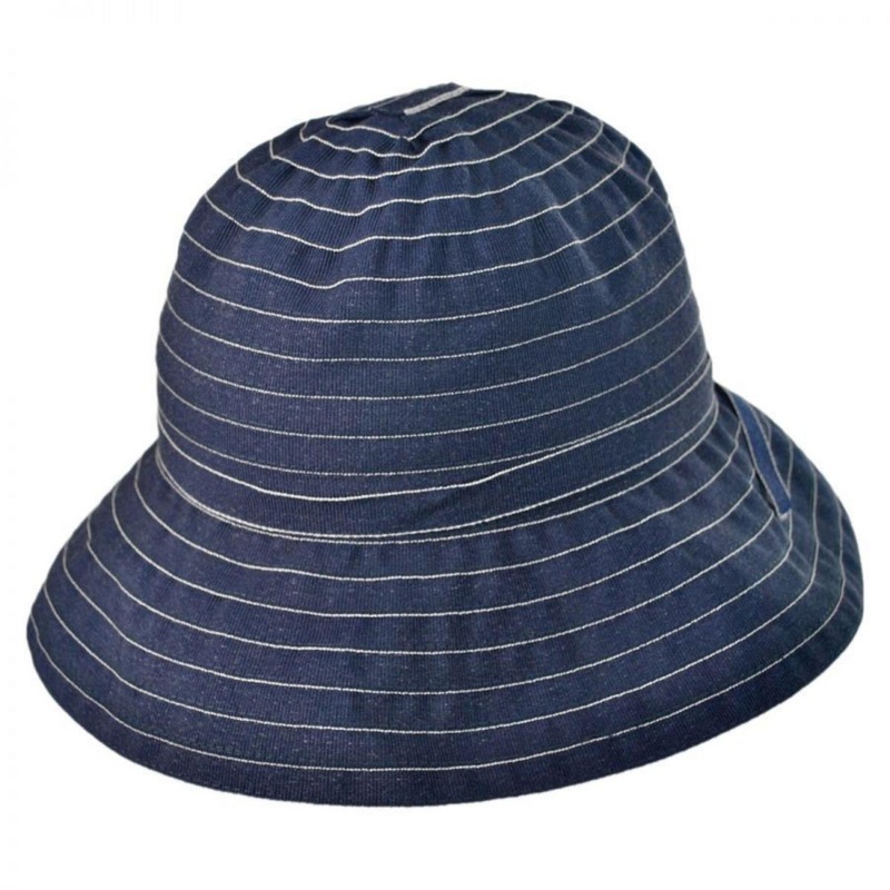 Roller Ribbon Cotton Blend Sun Hat DARK DENIM ONE SIZE FITS MOST